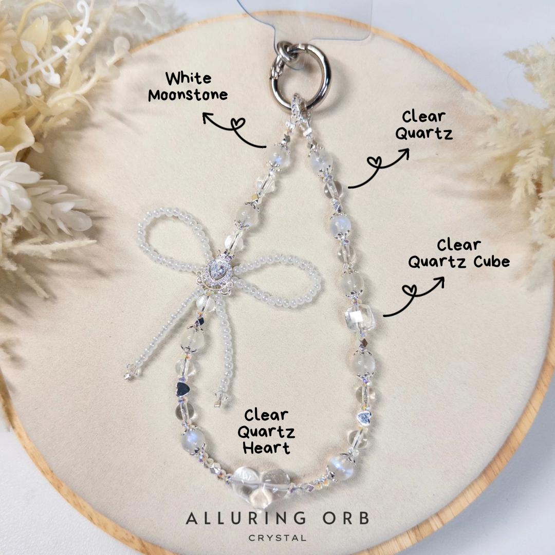 Clear Quartz + White Moonstone Phone Chain
