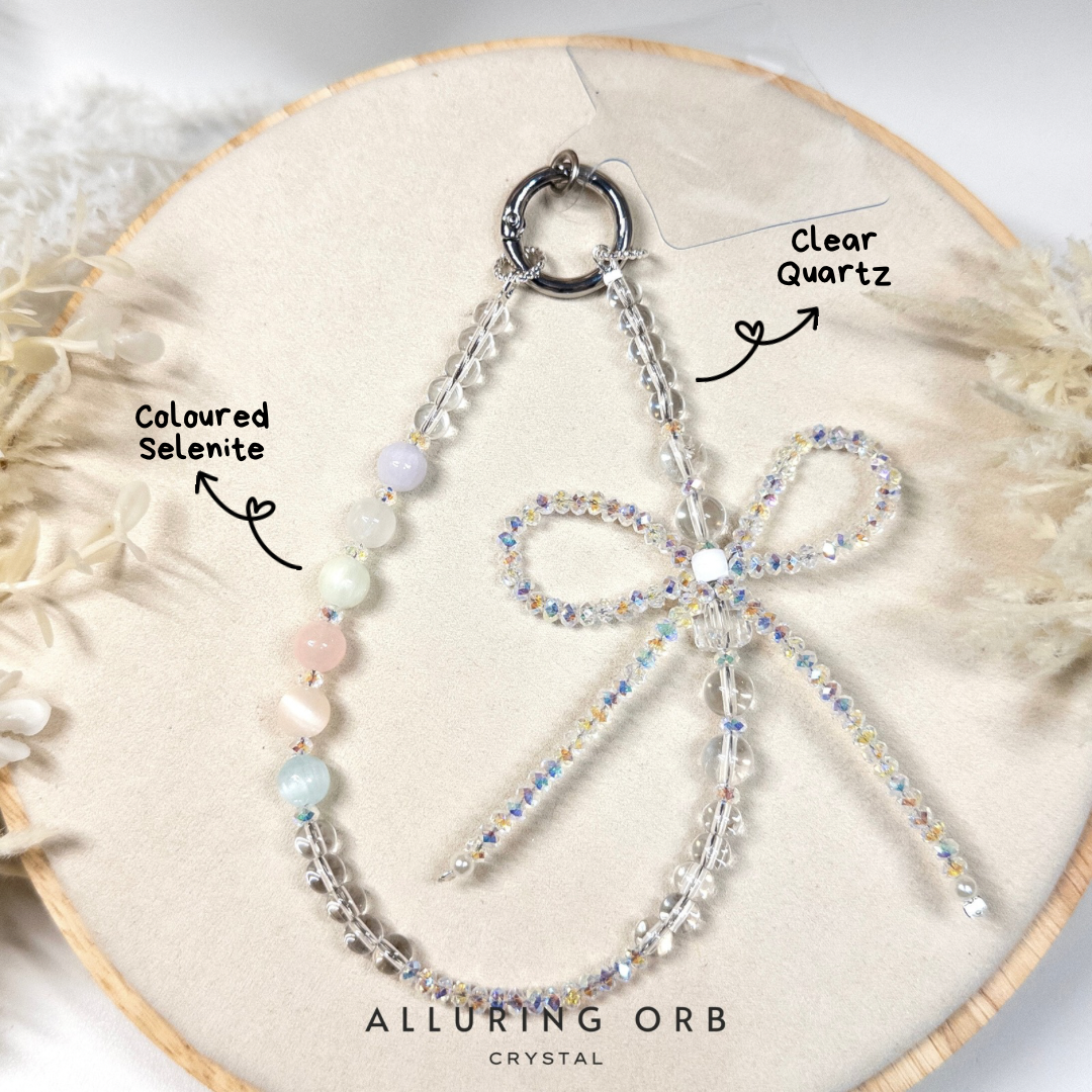 Clear Quartz + Coloured Selenite Phone Chain