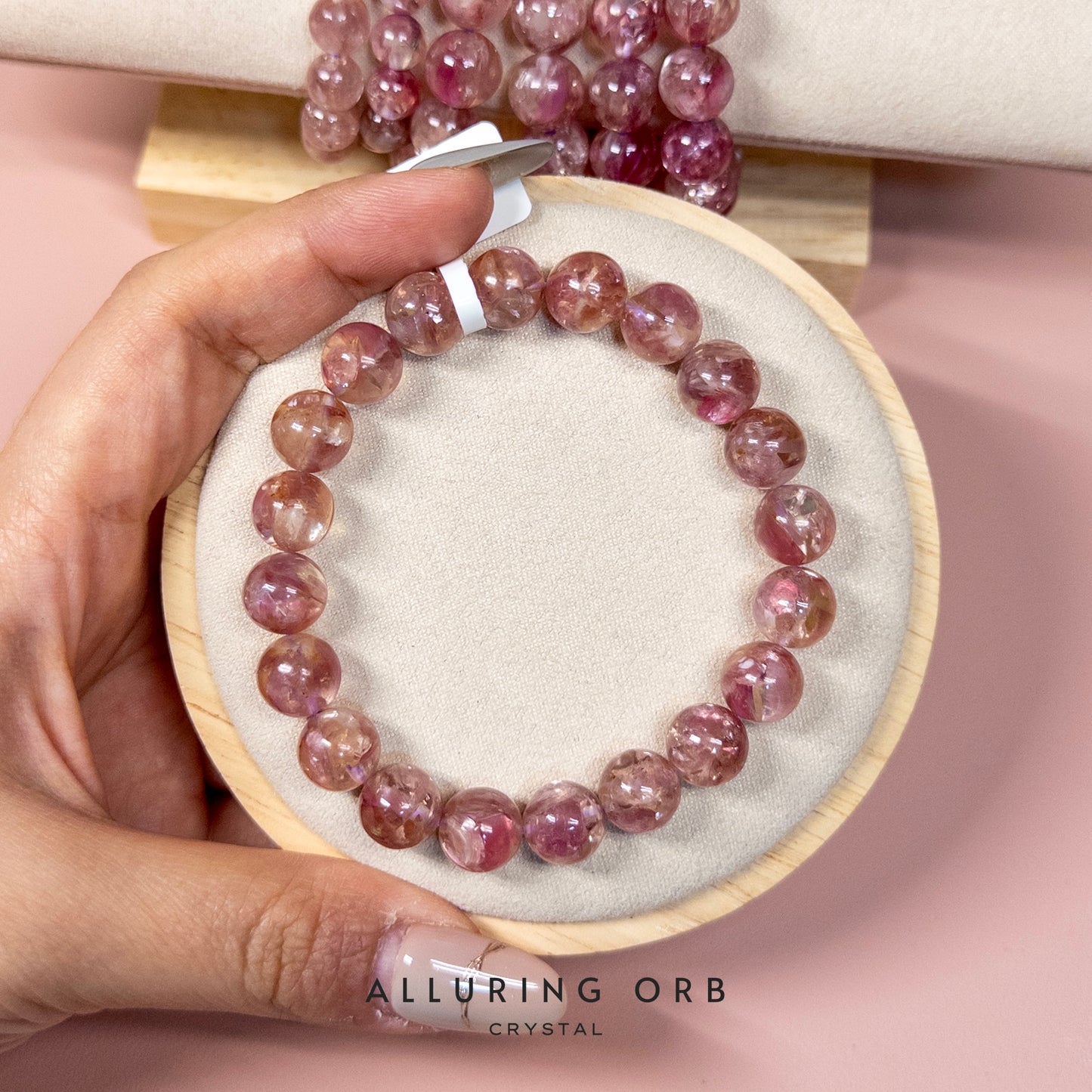 Pink/Purple Mica Emerald Crystal Bracelet 粉/紫祖母晶