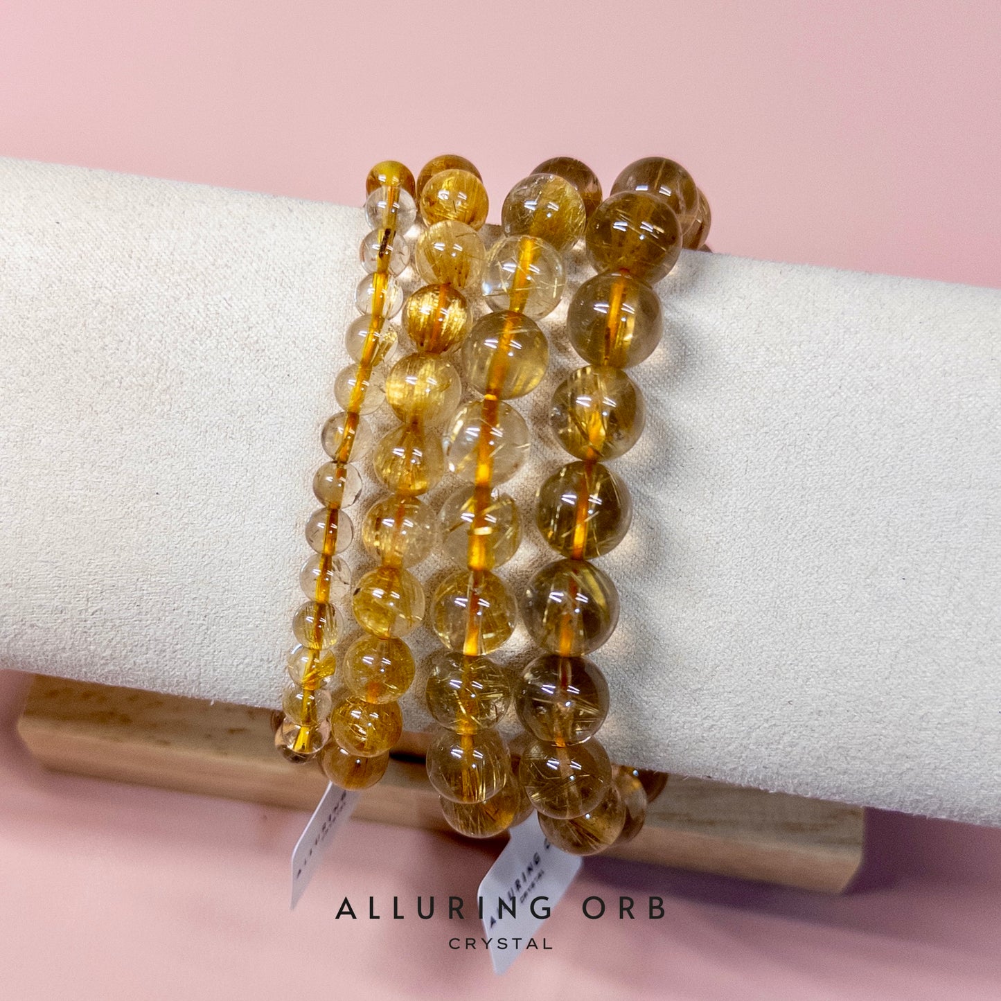 Golden Titanium Rutilated Quartz (With Cert) Crystal Bracelet 钛晶