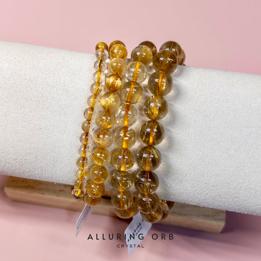 Golden Titanium Rutilated Quartz (With Cert) Crystal Bracelet 钛晶