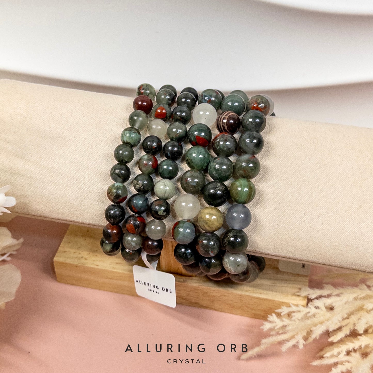 African Bloodstone Crystal Bracelet 非洲血石/鸡血石